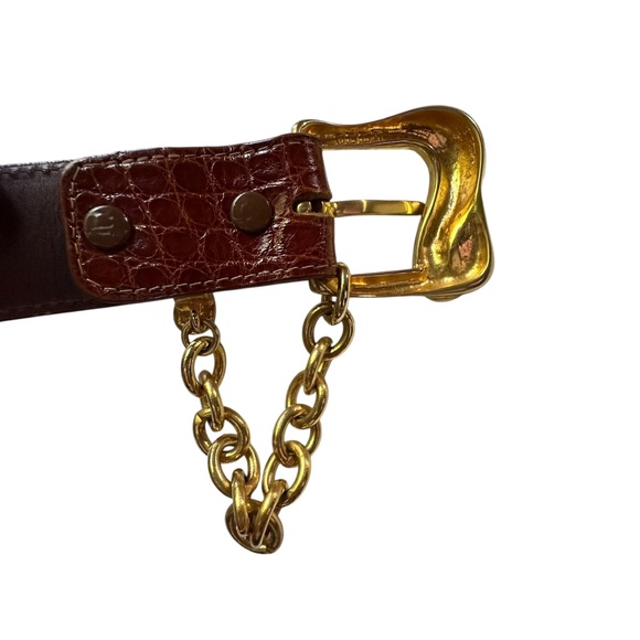 Vintage BARRY KIESELSTEIN-CORD Brown Genuine Alligator Belt 26-28 X Small main image 9